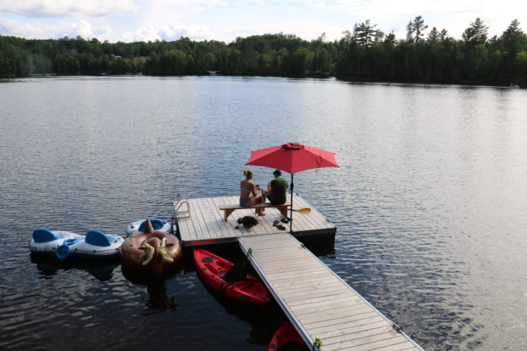 two people on dock