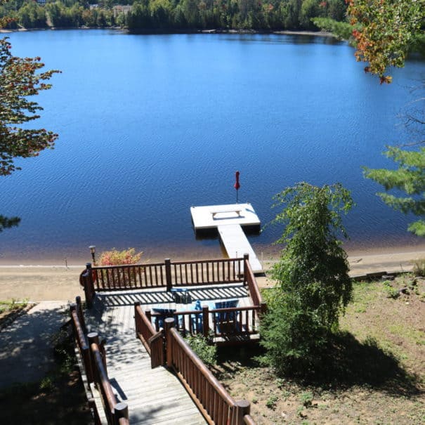 stairs leading to water with dock