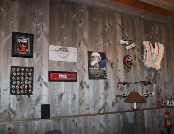 hockey stuff on wall