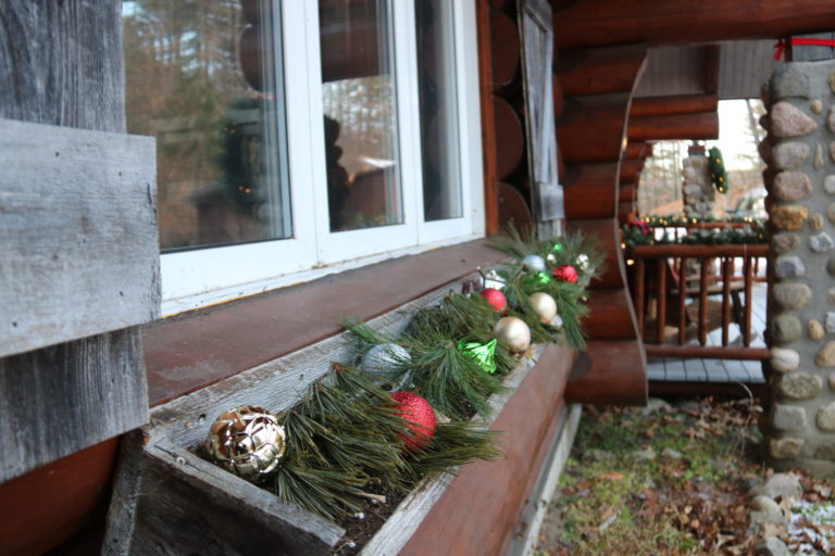 ornaments in window box