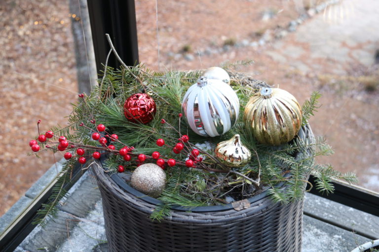 ornaments in planter