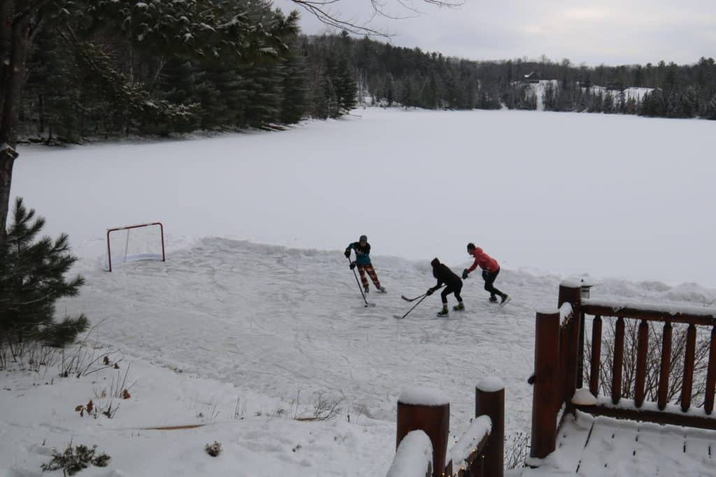 skating rink at cottage for rent near ottawa