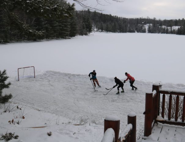 skating rink at cottage for rent near ottawa