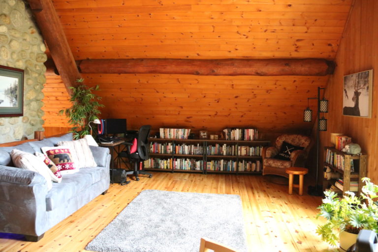 loft area with library