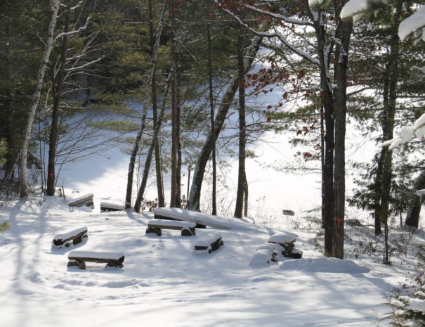 firepit at cottage rental near ottawa in winter