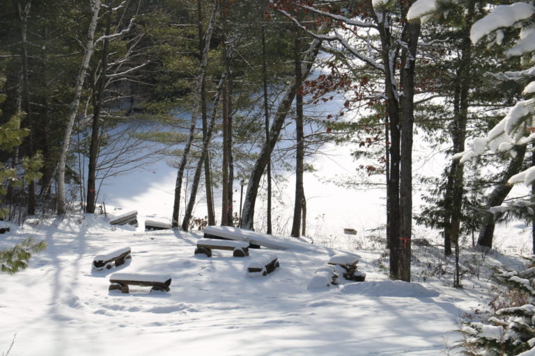 firepit at cottage rental near ottawa in winter