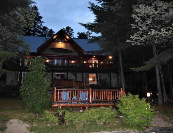 waterfront cottage near montreal view from lake at night